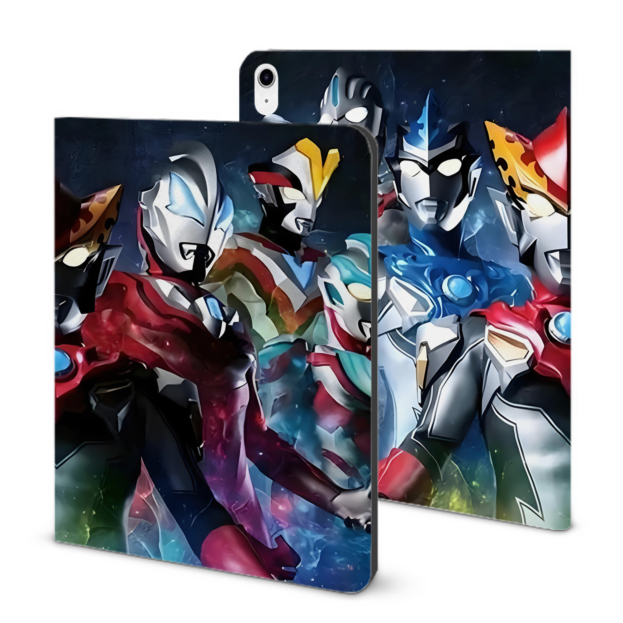 （画像用） ウルトラマン Ultraman IPad ケース ブック型 PUレザー TPU 耐衝撃 軽量 薄型 ペン収納なし 全面保護 IPad 各モデル対応